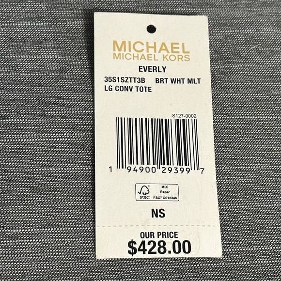 Micheal Kors Everly Tote in Black and White Multi - Picture 9 of 9